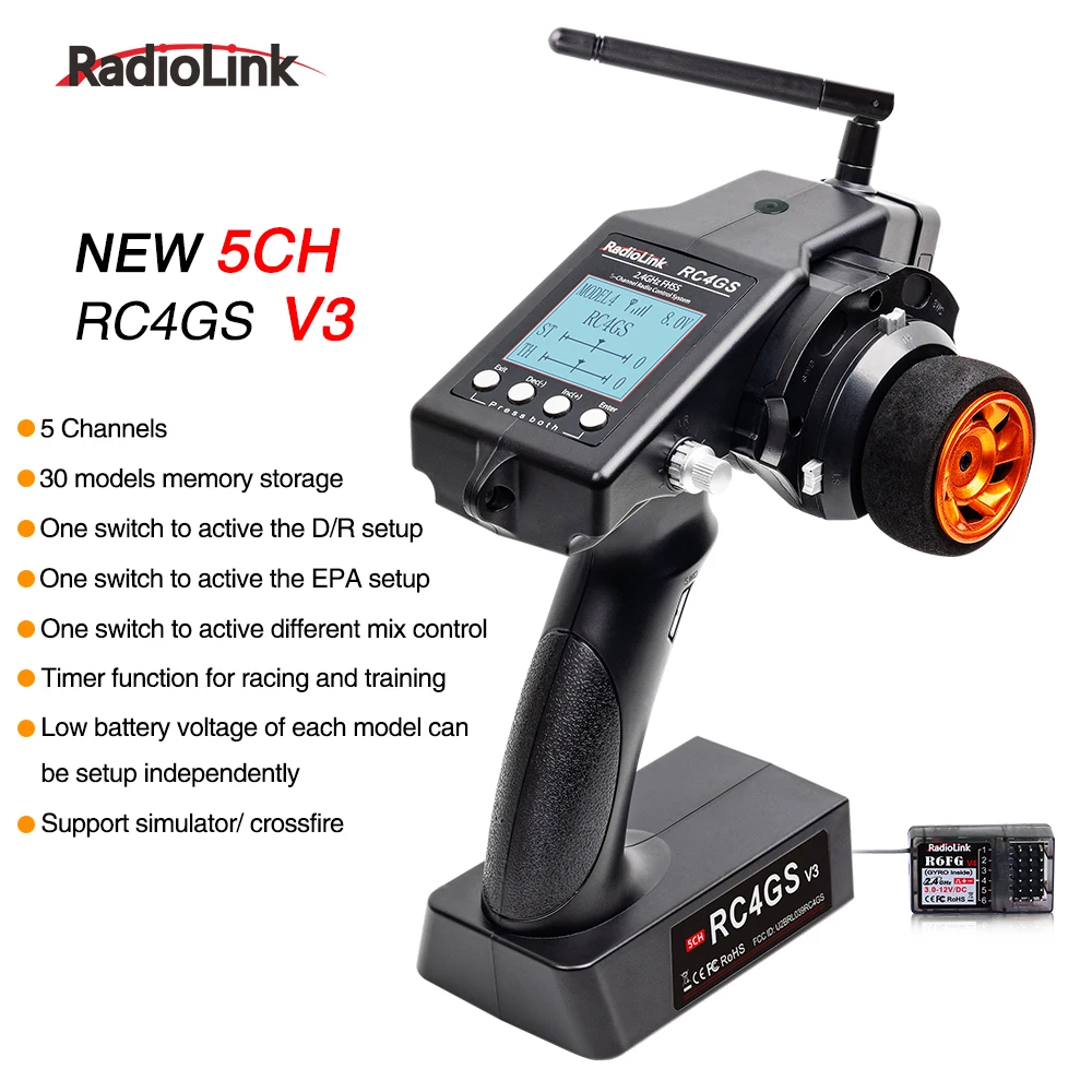 Радиопередатчик и приемник Радиоуправляемый Radiolink RC4GS V3(V2 Upgrade) на 5 каналов, интегрированный гироскоп R6FG для радиоуправляемых машинок, лодок
Радиопередатчик и приемник Радиоуправляемый Radiolink RC4GS V3(V2 Upgrade) на 5 каналов, интегрированный гироскоп R6FG для радиоуправляемых машинок, лодок