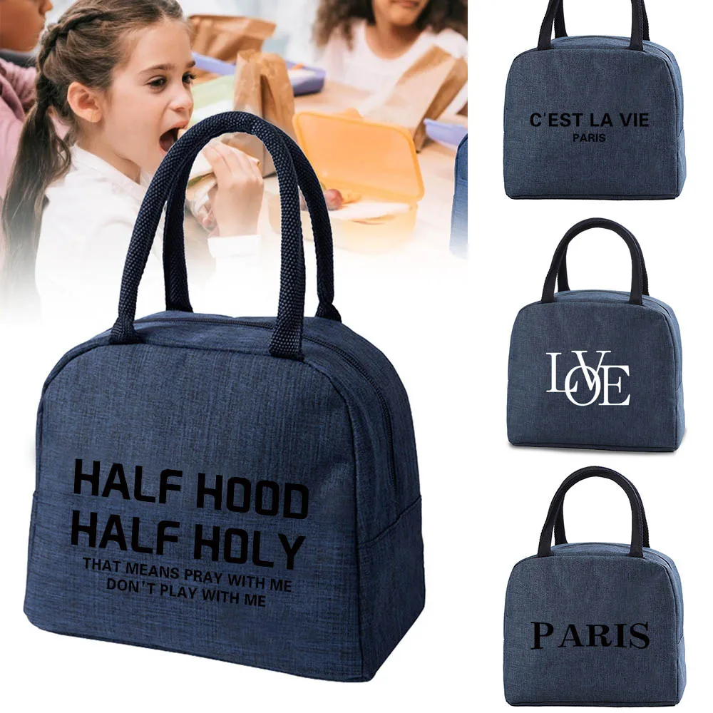 School Cooler Dinner Bag Lunch Bags Canvas Portable Zipper Thermal for Women Men Kids Lunch Box Text Print Picnic Food Handbags
School Cooler Dinner Bag Lunch Bags Canvas Portable Zipper Thermal for Women Men Kids Lunch Box Text Print Picnic Food Handbags
