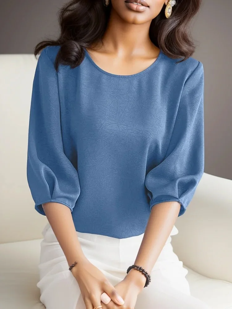 Летняя женская блузка с полурукавами, модель ZANZEA, модные праздничные топы с круглым вырезом, Повседневная Свободная однотонная туника, 2024
Летняя женская блузка с полурукавами, модель ZANZEA, модные праздничные топы с круглым вырезом, Повседневная Свободная однотонная туника, 2024