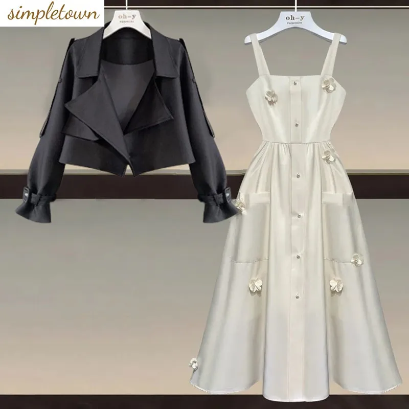 Oversized Women's Autumn Set 2023 New Korean Fashion Coat Fashion Slim Slim Slippery Dress Two Piece Set Fashion
Oversized Women's Autumn Set 2023 New Korean Fashion Coat Fashion Slim Slim Slippery Dress Two Piece Set Fashion