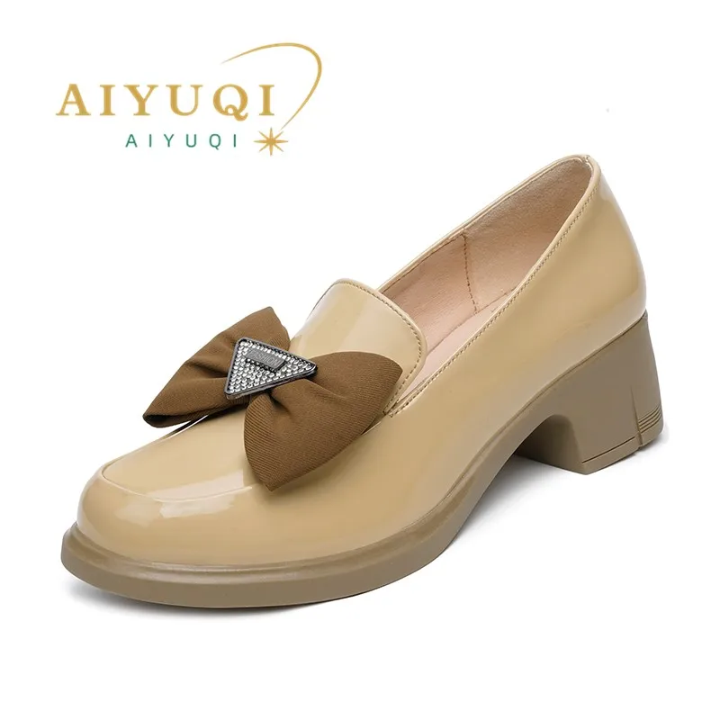 

AIYUQI Loafers Women 2024 Spring New Bow Women Shoes Round Toe British Style Slip-on Genuine Leather Ladies Shoes