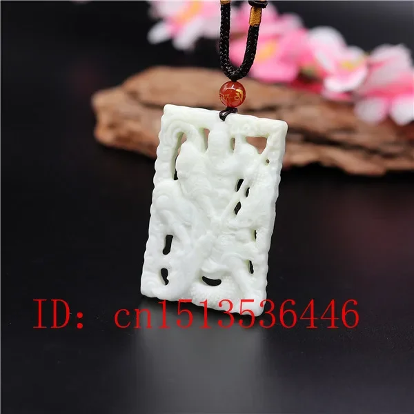 

Натуральный белый нефритовый резной двухсторонний полый кулон Гуань Гонг китайское ожерелье ювелирные изделия модный амулет подарки мужчинам женщинам