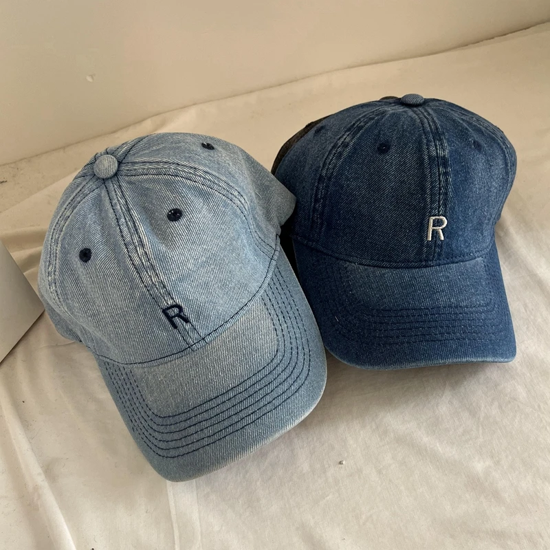 

Duck Cap Sun Visor Casual Alphabet Men's and Women's Domes Spring and Summer New Denim Blue Made Old Washed Women's Baseball Cap