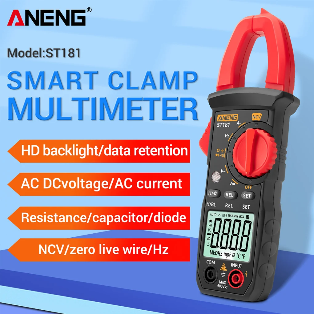 ANENG ST181 Clamp Multimeter Backlight Voltage Detector Tester Meter 
ANENG ST181 Clamp Multimeter Backlight Voltage Detector Tester Meter