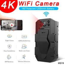 WD16 Mini 4K HD WIFI Camera 180 Degrees Recorder With Back Clip Remote Monitoring Video Night Vision Camcorder WD16 Mini 4K HD WIFI Camera 180 Degrees Recorder With Back Clip Remote Monitoring Video Night Vision Camcorder