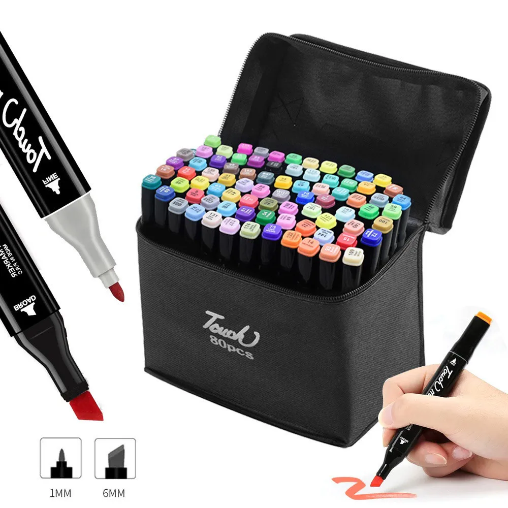 

60/80/120PCS Dual Tip Alcohol Based Art Markers for Adult Kids Coloring Drawing Sketching Permanent Brush Markers Artists Marker