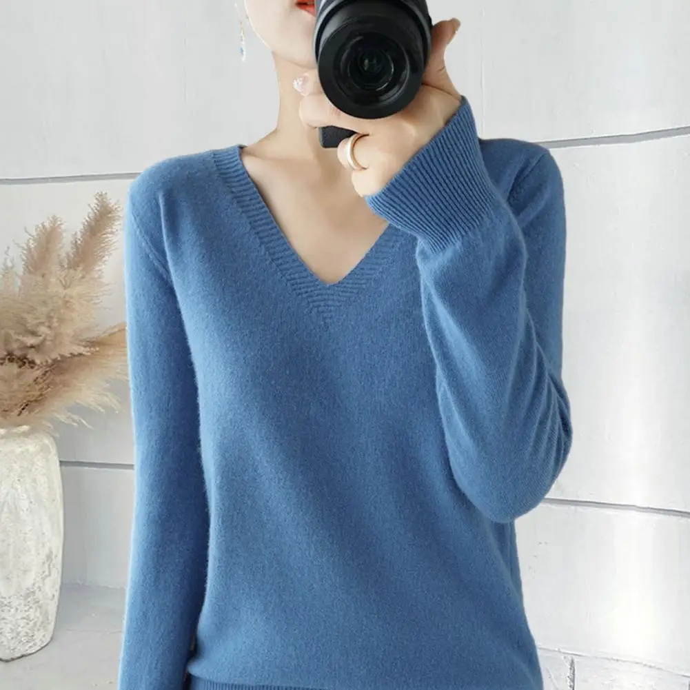 Women Pure Wool Blend Knit Sweater Autumn Winter V-Neck Pullover Solid Bottoming Casual Top Cashmere Female Sweater
Women Pure Wool Blend Knit Sweater Autumn Winter V-Neck Pullover Solid Bottoming Casual Top Cashmere Female Sweater