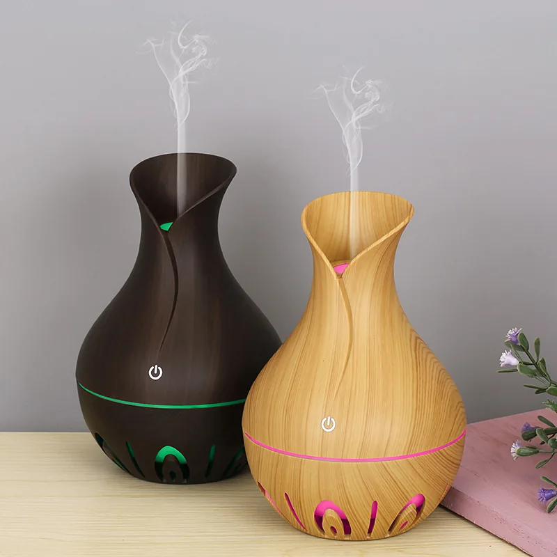 

USB Electric Air Humidifier 130ML Mini Wood Grain Aroma Diffuser Essential Oil Aromatherapy Cool Mist Maker With LED For Home