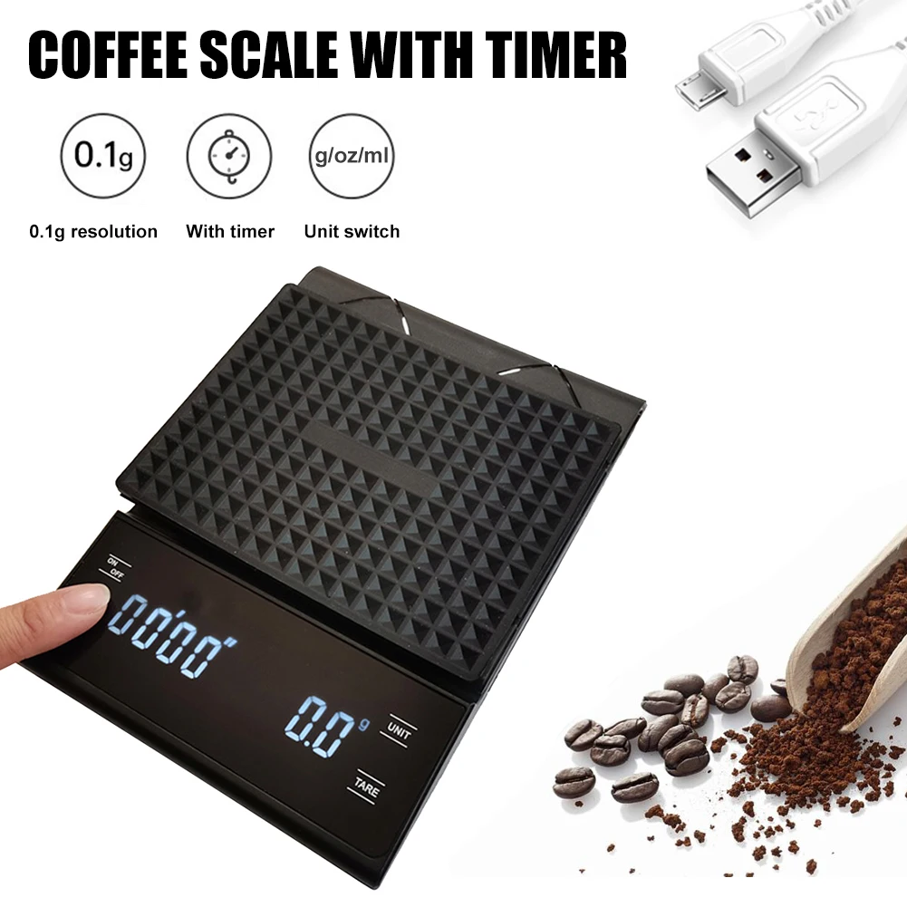 Coffee Scale with Timer 0.3-3000g Drip Coffee Pour Over Precise Digital Kitchen Scale Tare g/oz/ml Unit Backlight LED Display
Coffee Scale with Timer 0.3-3000g Drip Coffee Pour Over Precise Digital Kitchen Scale Tare g/oz/ml Unit Backlight LED Display