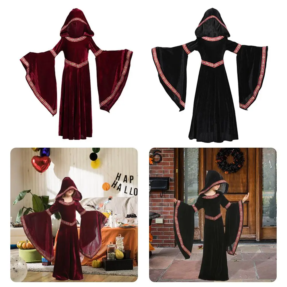 

Костюм принцессы средневековой для девочек, костюм принцессы эпохи Возрождения, средневековый косплей, платье ведьмы Q7F3