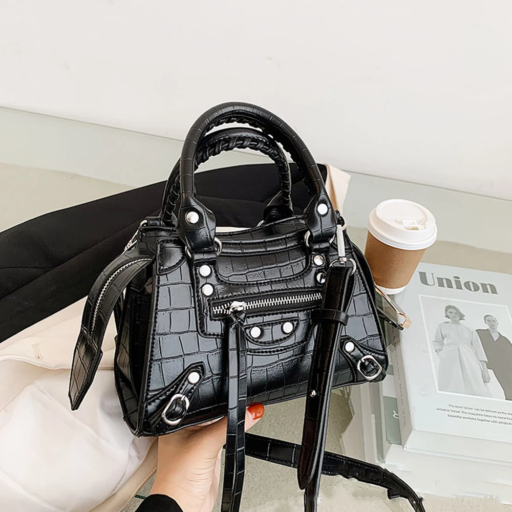 

Rock Rivet Women's Handbags Luxury Brands Stone Pattern Shoulder Crossbody Bags for Women 2022 Designer Small Sling Bag Purses