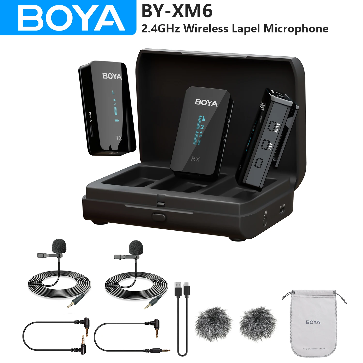 BOYA BY-XM6 K Wireless Lavalier Lapel Microphone for iPhone Android Cell Phone PC DSLR Cameras Live Streaming Youtube Recording
BOYA BY-XM6 K Wireless Lavalier Lapel Microphone for iPhone Android Cell Phone PC DSLR Cameras Live Streaming Youtube Recording