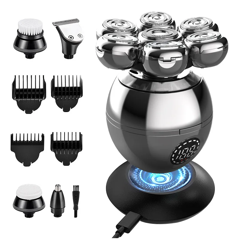 5-in-1 Electric Head Shaver for Bald Men Electric Cordless Waterproof LCD Men's Grooming Kit With Clippers, Nose Trimmer, Brush
5-in-1 Electric Head Shaver for Bald Men Electric Cordless Waterproof LCD Men's Grooming Kit With Clippers, Nose Trimmer, Brush