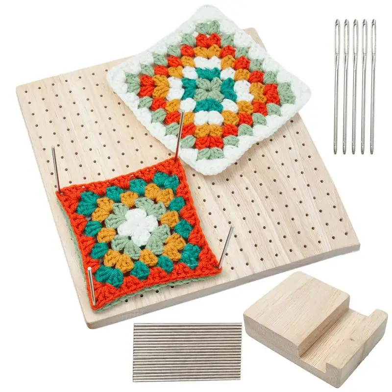 

Wooden Blocking Board For Setting Sewing Knitting Patterns With 324 Small Holes Granny Square Crochet Crafting DIY Artworks