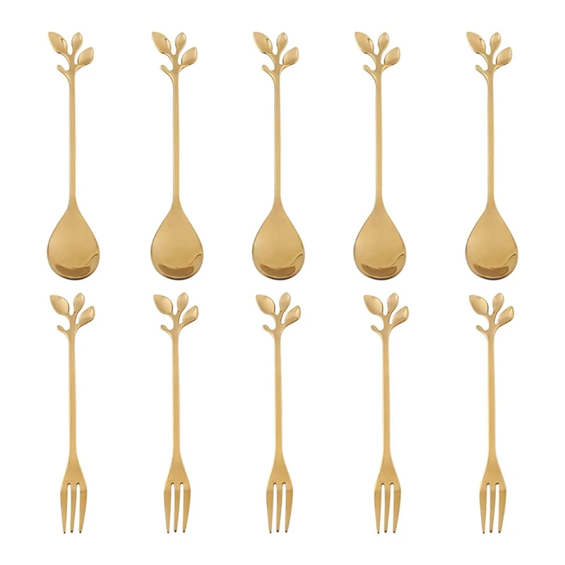 20Spoon+20Forks Stainless Steel Leaf Coffee Cake Spoon Fork Dessert Spoons, Stirring Teaspoon Set Golden
20Spoon+20Forks Stainless Steel Leaf Coffee Cake Spoon Fork Dessert Spoons, Stirring Teaspoon Set Golden
