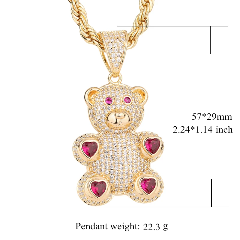 Top Sale Designer Hip Hop 14k Gold Plated Purple teddy bear Zircon Copper Pendants and Necklaces
Top Sale Designer Hip Hop 14k Gold Plated Purple teddy bear Zircon Copper Pendants and Necklaces