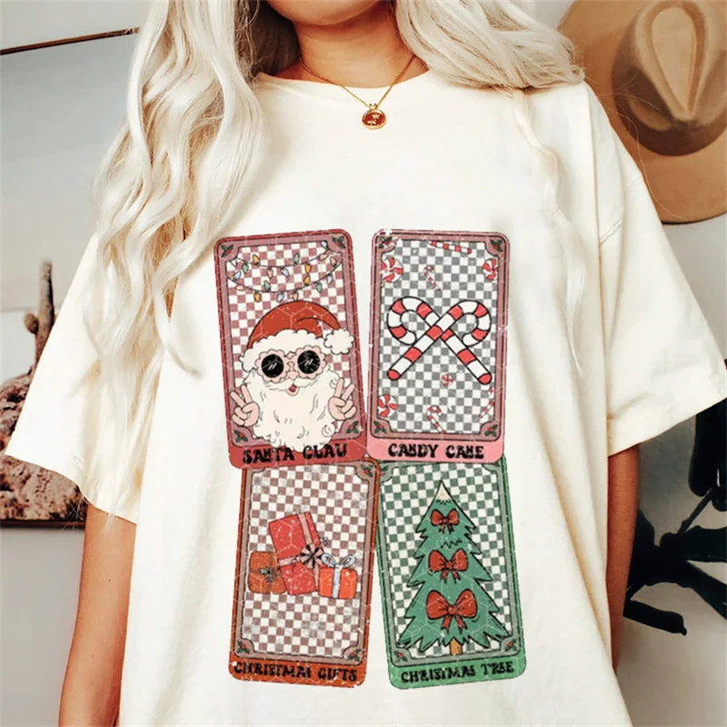 Christmas Printed T-Shirt Top Cute Round Neck Cartoon Pattern New Year T-Shirt Women's Short Sleeved Holiday Fashion T-Shirt.
Christmas Printed T-Shirt Top Cute Round Neck Cartoon Pattern New Year T-Shirt Women's Short Sleeved Holiday Fashion T-Shirt.