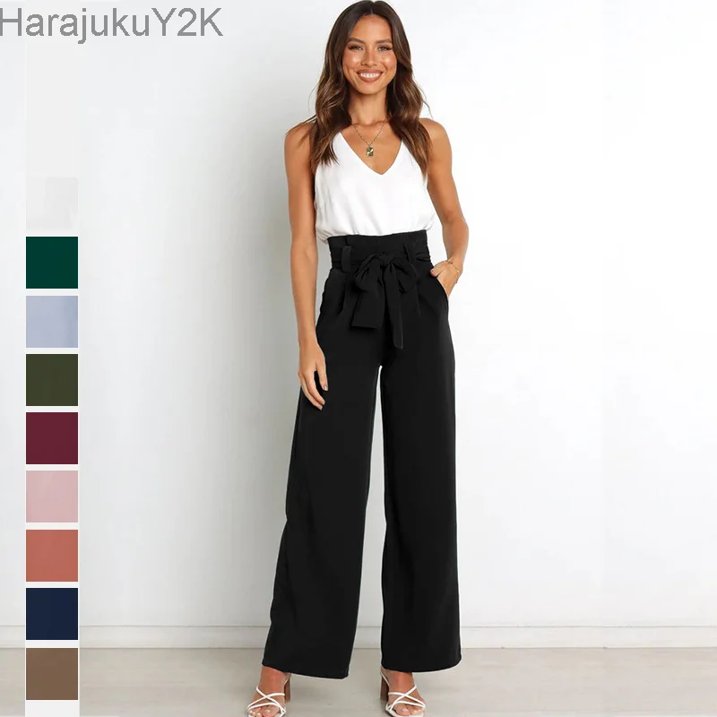 2023 Fashion new workplace women's trousers casual wide leg high waist trousers with belt temperament commuter pants summer
2023 Fashion new workplace women's trousers casual wide leg high waist trousers with belt temperament commuter pants summer