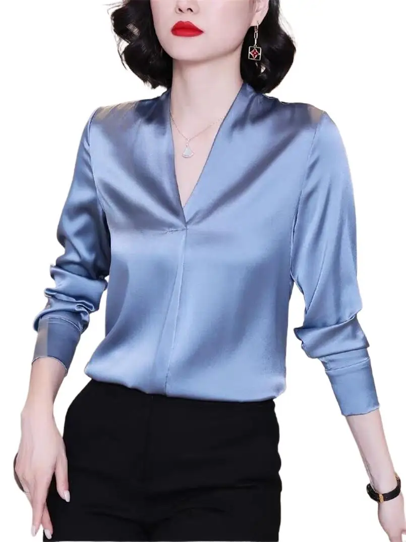 New Autunm Artificial silk Blouse office lady OL basic Acetate satin shirts Fashion Women's spring Long Sleeve chiffon tops
New Autunm Artificial silk Blouse office lady OL basic Acetate satin shirts Fashion Women's spring Long Sleeve chiffon tops