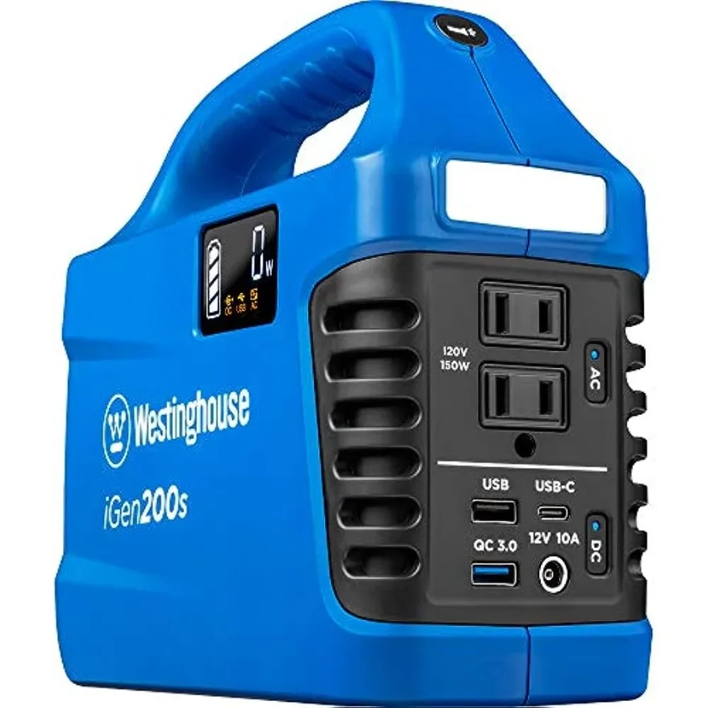 Westinghouse 194Wh 300 Peak Watt Portable Power Station and Solar Generator, Pure Sine Wave AC Outlet
Westinghouse 194Wh 300 Peak Watt Portable Power Station and Solar Generator, Pure Sine Wave AC Outlet