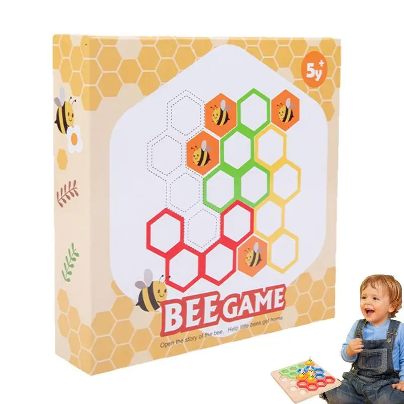 

Magnetic Puzzles Montessori Magnetic Bee Puzzles Board Wooden Hexagon Puzzle Shape Pattern Block Tangram Brain Teaser Toy