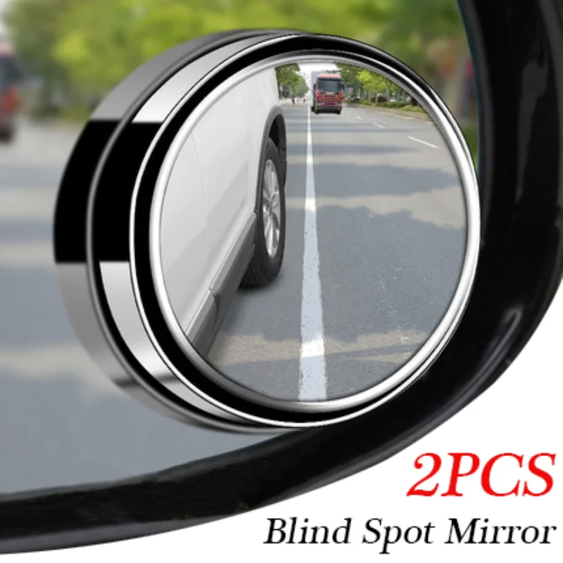 

2pcs Suction Cup Blind Spot Mirror Rotatable Car Wide-angle Rearview Mirror Auxiliary Round Frame Convex Mirrors Accessories