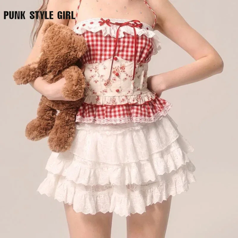 Женская кружевная мини-юбка в стиле пэчворк, белая мини-юбка с высокой талией и многослойными оборками, лето 2024 
Женская кружевная мини-юбка в стиле пэчворк, белая мини-юбка с высокой талией и многослойными оборками, лето 2024