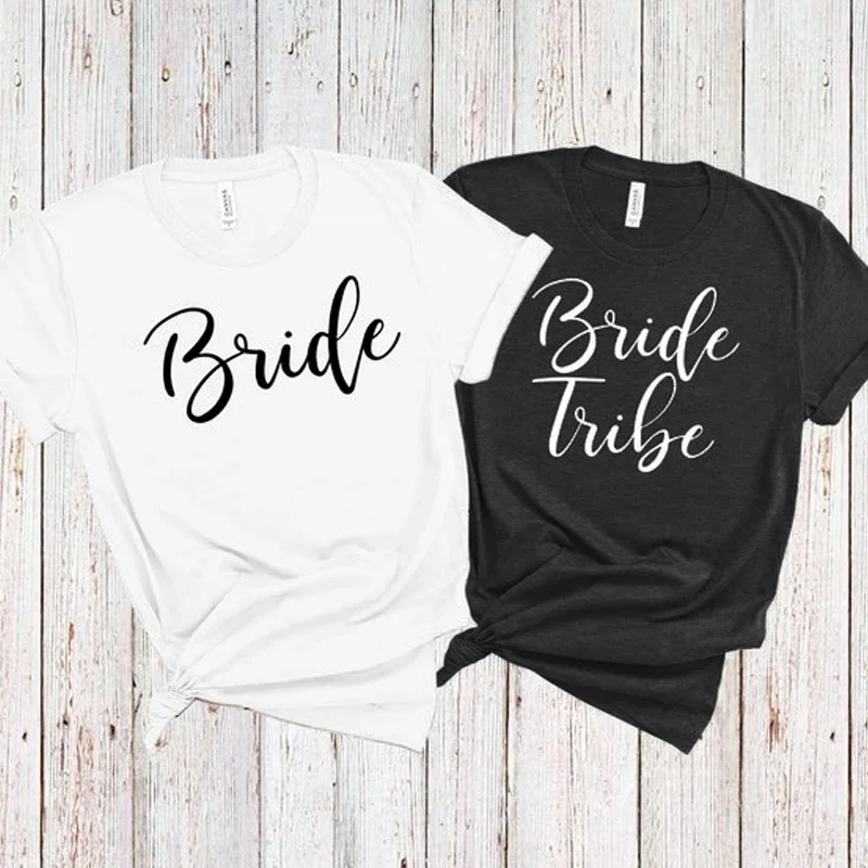 Bride Tribe Bachelorette Party Shirt Funny Letter Cotton Women Tshirt Short Sleeve Top Tees Plus Size O Neck Girl Lady Clothing
Bride Tribe Bachelorette Party Shirt Funny Letter Cotton Women Tshirt Short Sleeve Top Tees Plus Size O Neck Girl Lady Clothing