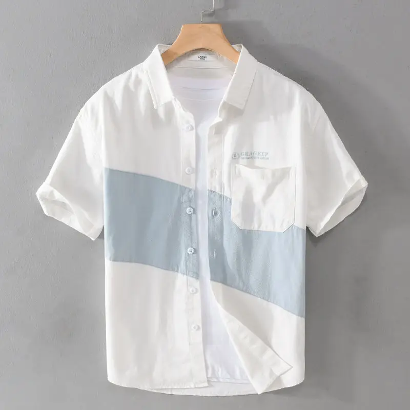 2024 summer new short-sleeved shirt loose cotton shirt popular color matching versatile young men's top
2024 summer new short-sleeved shirt loose cotton shirt popular color matching versatile young men's top