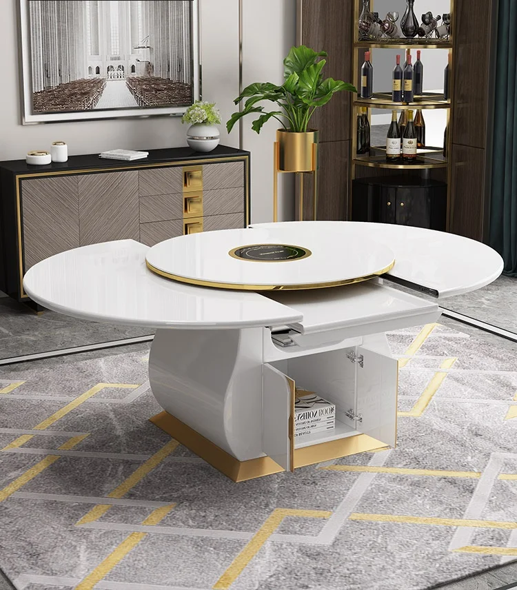 Light luxury telescopic round dining table Italian postmodern minimalist dining table multifunctional small family electromagnet
Light luxury telescopic round dining table Italian postmodern minimalist dining table multifunctional small family electromagnet