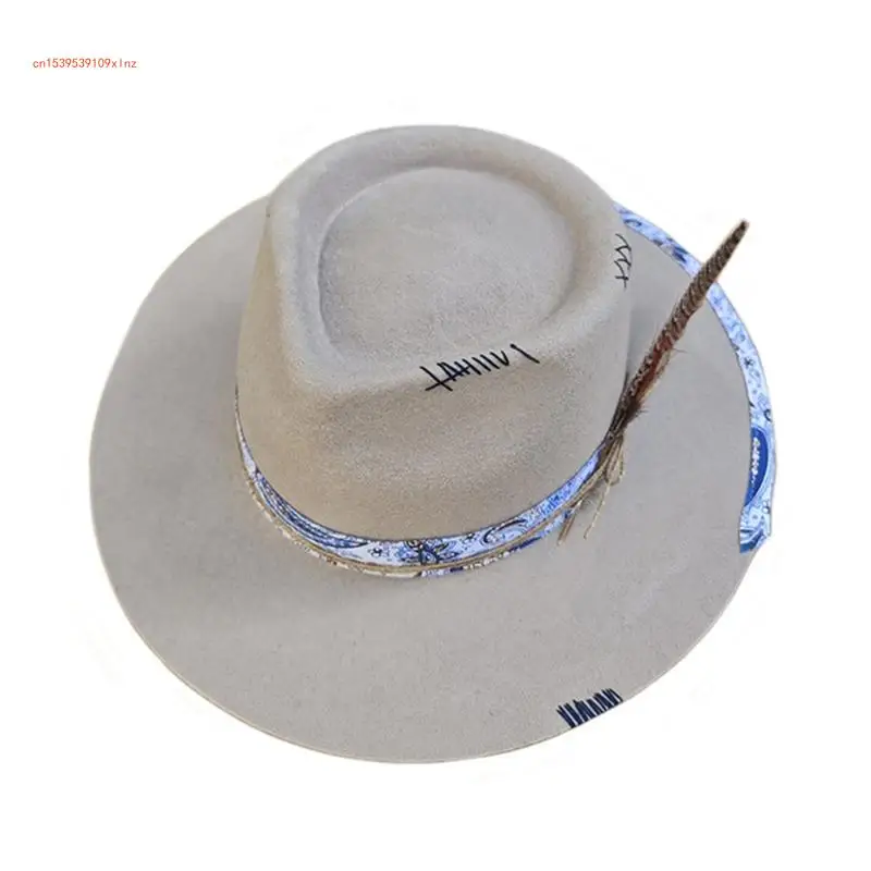 

Roleplay Cowboy Hat Wool Fedoras Jazzs Hat Music Festival Hat Costume Headwear