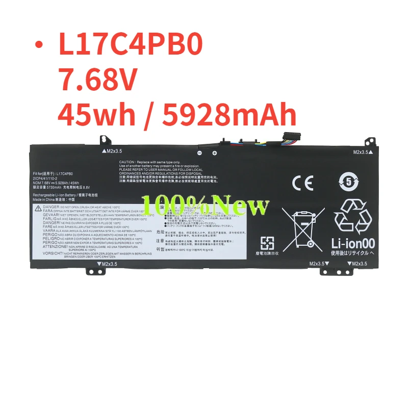 New L17C4PB0 Laptop Battery For Lenovo Xiaoxin Air 14ARR 14IKBR 15ARR 15IKBR Ideapad 530s-14IKB 530s-15IKB 7.68V 45Wh 5.928Ah
New L17C4PB0 Laptop Battery For Lenovo Xiaoxin Air 14ARR 14IKBR 15ARR 15IKBR Ideapad 530s-14IKB 530s-15IKB 7.68V 45Wh 5.928Ah