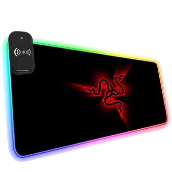 PC 액세서리 레이저 무선 충전기 RGB 마우스 패드, 게이밍 LED 키보드, 컴퓨터 사무실 카펫, 게이머 고무 책상 매트