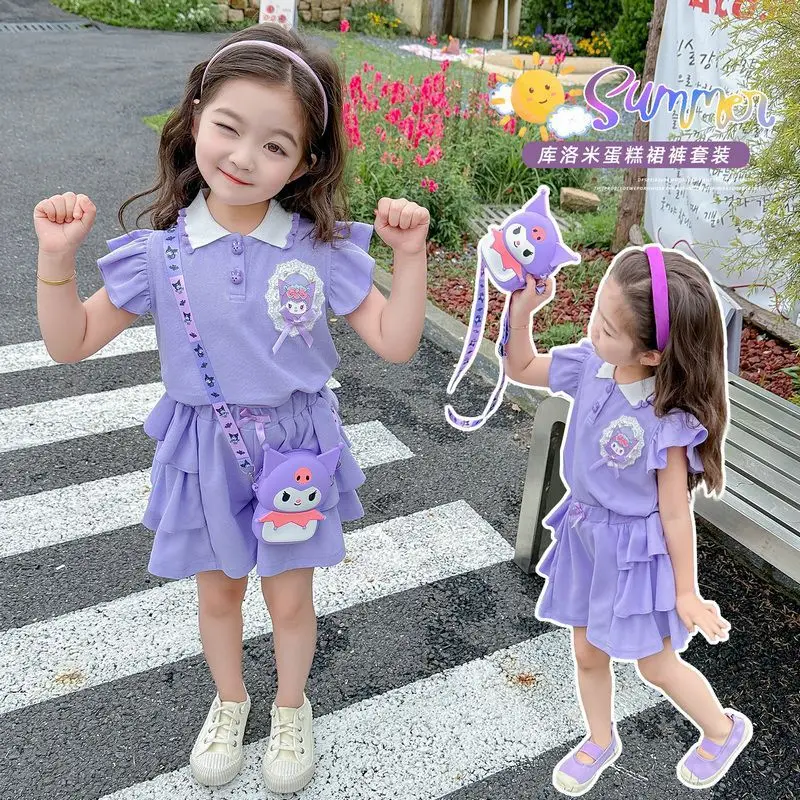 Summer Kuromi Short Sleeve Kawaii Sanrio Anime Ins Casual T Shirt Pants Set Cute Cartoon Sweet Children Clothing Gifts for Kids
Summer Kuromi Short Sleeve Kawaii Sanrio Anime Ins Casual T Shirt Pants Set Cute Cartoon Sweet Children Clothing Gifts for Kids