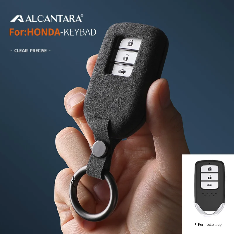 

Alcantara Car Key Case For Honda Accord Fit Vezel City Civic Jazz BR-V HRV HR-V CR-V UR-V ZR-V XR-V Suede Keychains Key Cover