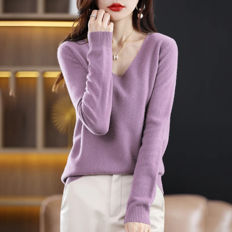 Autumn Winter New Cashmere Sweater Women Solid Color V-neck Pullovers Knitting Sweater Woman Korean Long Sleeve Loose Tops 2023
Autumn Winter New Cashmere Sweater Women Solid Color V-neck Pullovers Knitting Sweater Woman Korean Long Sleeve Loose Tops 2023