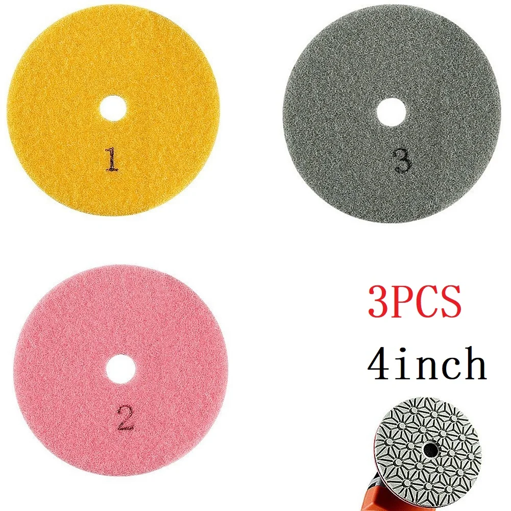 3PCS 100mm Dry/Wet Diamond Polishing Pad 3 Step Polishing Pads For Granite Marble Concrete Stone Sanding Discs Grinding Tool
3PCS 100mm Dry/Wet Diamond Polishing Pad 3 Step Polishing Pads For Granite Marble Concrete Stone Sanding Discs Grinding Tool