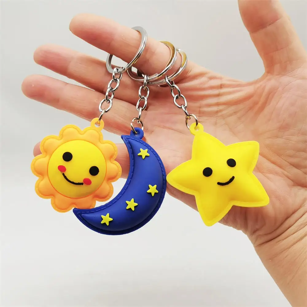 Cute Souvenir Gift Keychain Cartoon Smiling Sun Moon Star Key Ring Pvc Soft Rubber Bag Charm Star Totem Amulet Keychain
Cute Souvenir Gift Keychain Cartoon Smiling Sun Moon Star Key Ring Pvc Soft Rubber Bag Charm Star Totem Amulet Keychain