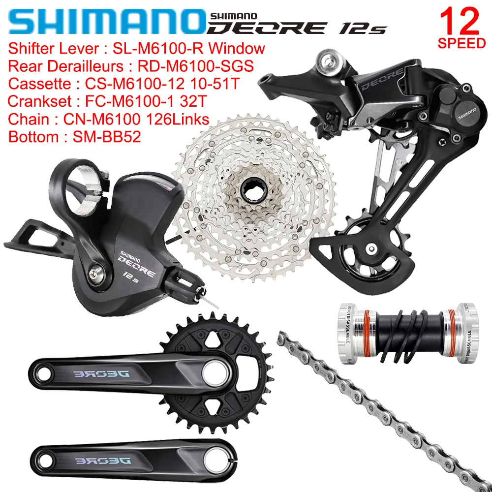 Полный комплект SHIMANO Deore M6100 для горного велосипеда 1x1, 2 скоростной групповой набор M6100, рабочая деталь, кривошипная система 30/32T, Детская цепь
Полный комплект SHIMANO Deore M6100 для горного велосипеда 1x1, 2 скоростной групповой набор M6100, рабочая деталь, кривошипная система 30/32T, Детская цепь