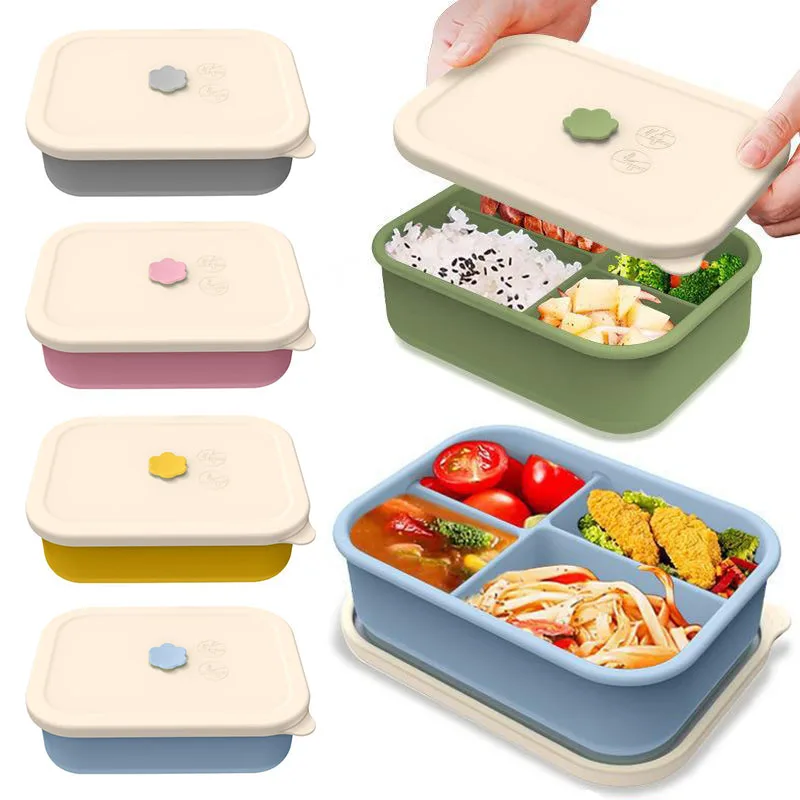 Silicone Lunch Box 4 Grids Portable Bento Box Food Grade Microwavable Food Container Student Lunch Box Fruits Vegetables Crisper
Silicone Lunch Box 4 Grids Portable Bento Box Food Grade Microwavable Food Container Student Lunch Box Fruits Vegetables Crisper