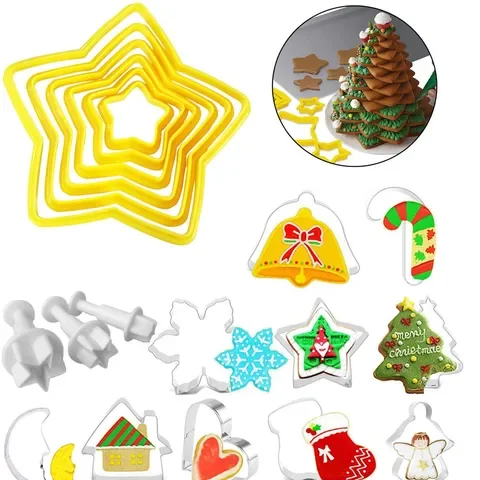 

Christmas Tree Cookie Cutter 3D Star Shape Cookie Cutters Biscuit Mold Chocolate Cutters Mould Kitchen Tools форма для выпечки