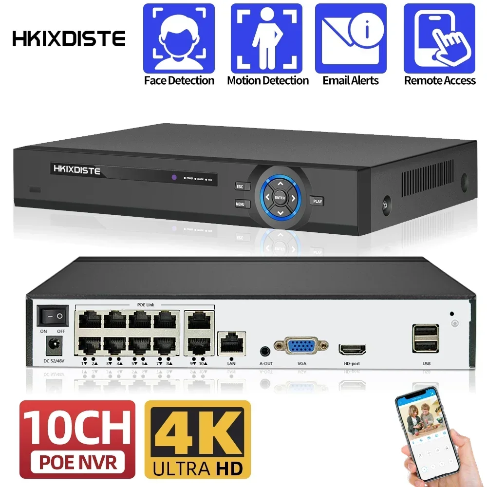 10CH 8CH 4K 8MP H.265 POE NVR Recorder For HD 4K 3MP 4MP 5MP CCTV POE IP Camera Face Detection 48V Video Surveillance Recorder
10CH 8CH 4K 8MP H.265 POE NVR Recorder For HD 4K 3MP 4MP 5MP CCTV POE IP Camera Face Detection 48V Video Surveillance Recorder