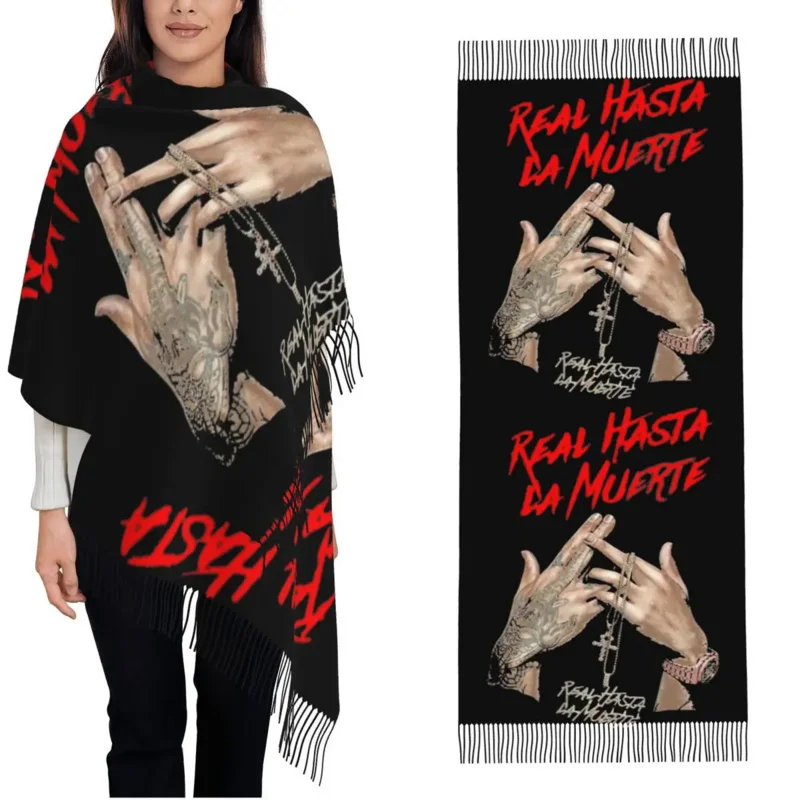 

Anuel AA Real Hasta La Muerte Women Winter Fall Cashmere Wrap Rapper Long Shawl Scarf For Daily Wear