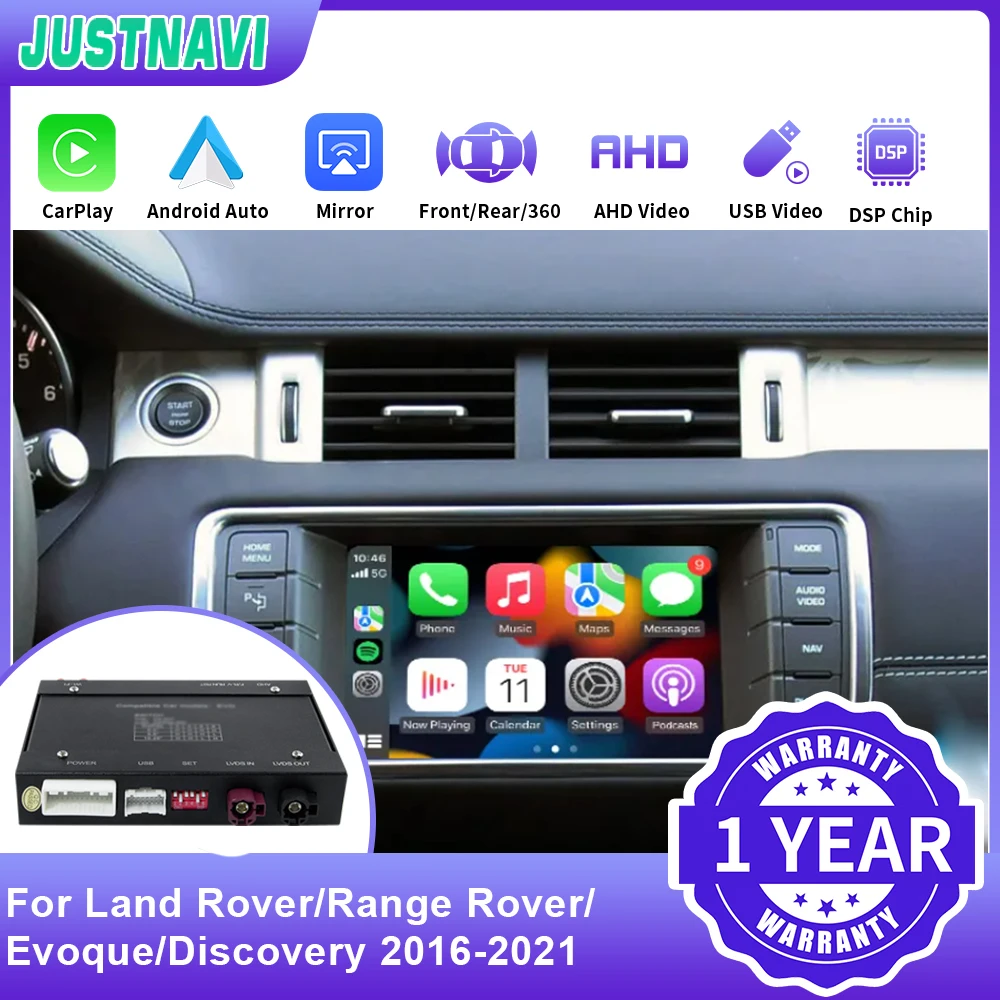 Система JUSTNAVI Linux беспроводная Apple CarPlay Ai Box для Land Rover/Range Rover Evoque/Discovery 2016-2021 Android Auto AirPlay 
Система JUSTNAVI Linux беспроводная Apple CarPlay Ai Box для Land Rover/Range Rover Evoque/Discovery 2016-2021 Android Auto AirPlay