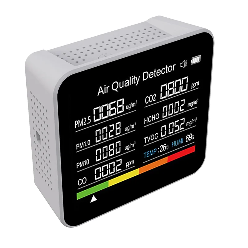 

9 в 1 измеритель качества воздуха детектор углекислого газа TVOC HCHO PM2.5 PM1.0 PM10 датчик температуры и влажности