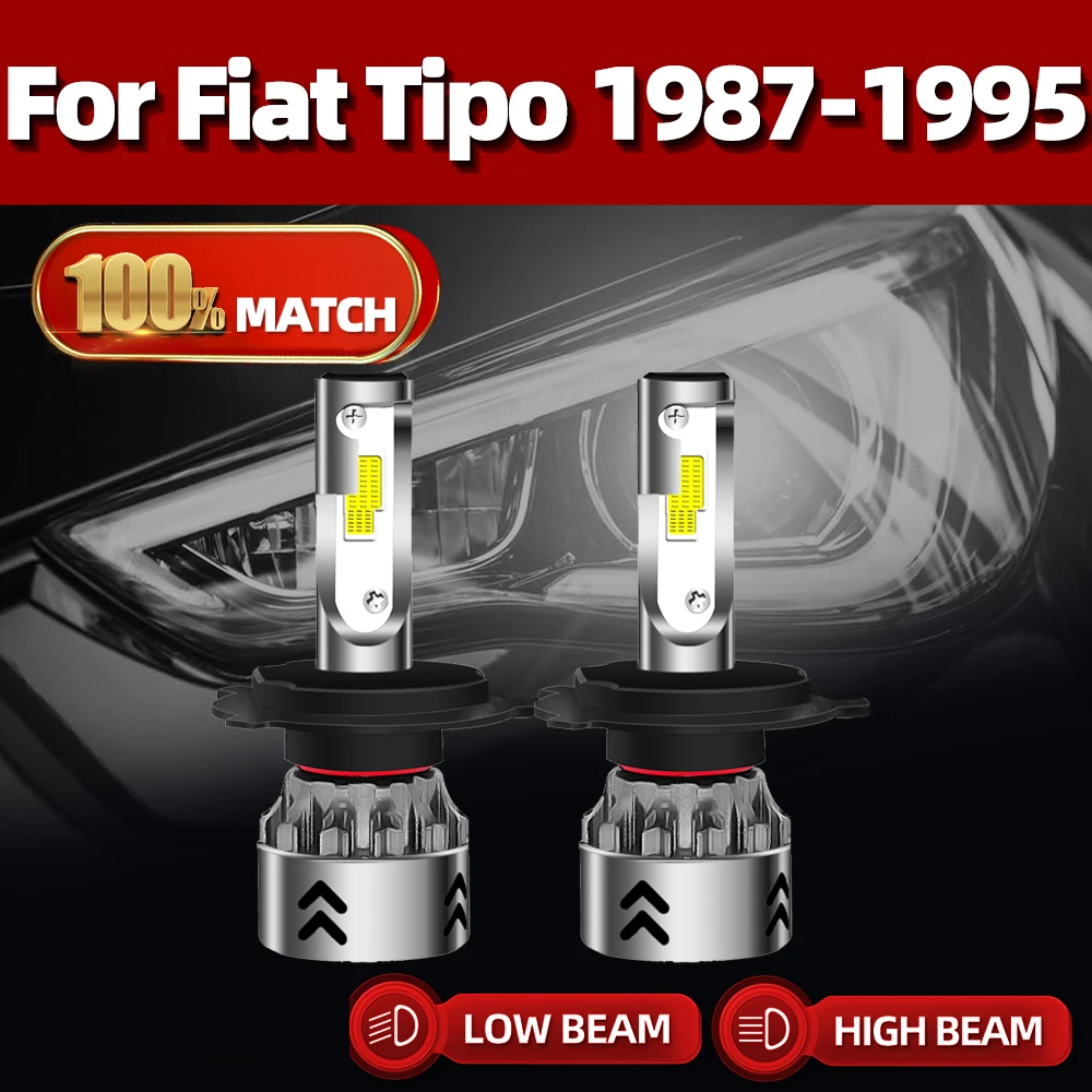 

Лампы для фар головного света, H4, 120 лм, 6000 Вт, 1987 K, автомобильные фары с чипом CSP, автомобильные фары для Fiat Tipo 1990-1991, 1992, 1993, 1994, 1995