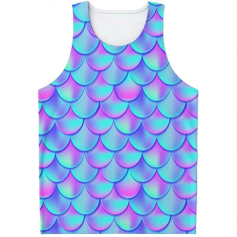 

Colorful Dragon Fish Scales Pattern Tank Tops Men Women Summer Sleeveless Vest Street Casual 3D Printed Graphic Loose Tee Shirts