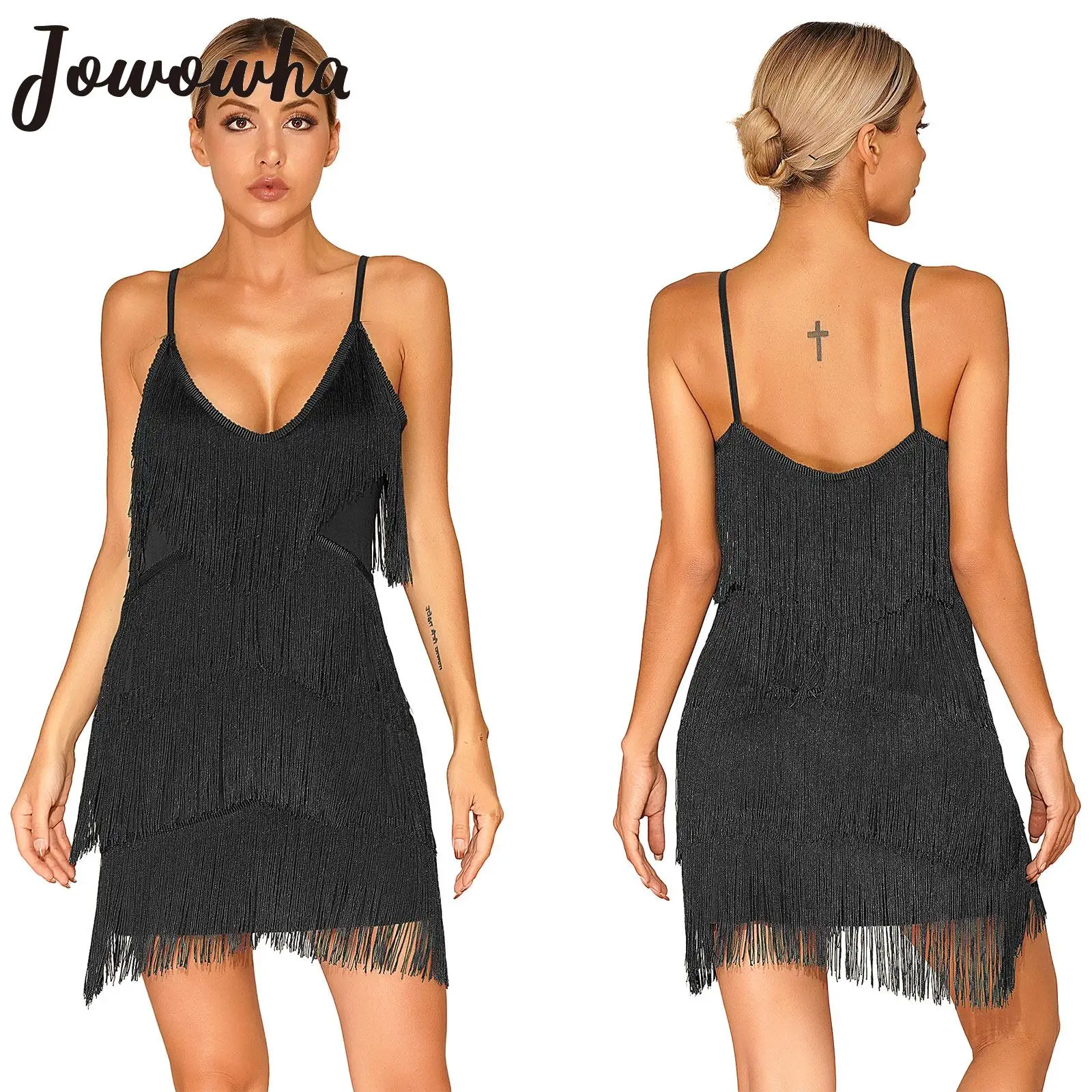 Womens Latin Dance Dress Deep V Tiered Tassel Dresses Ballroom Dancing Cha-cha Rumba Tango Cocktail Party Performance Dancewear
Womens Latin Dance Dress Deep V Tiered Tassel Dresses Ballroom Dancing Cha-cha Rumba Tango Cocktail Party Performance Dancewear