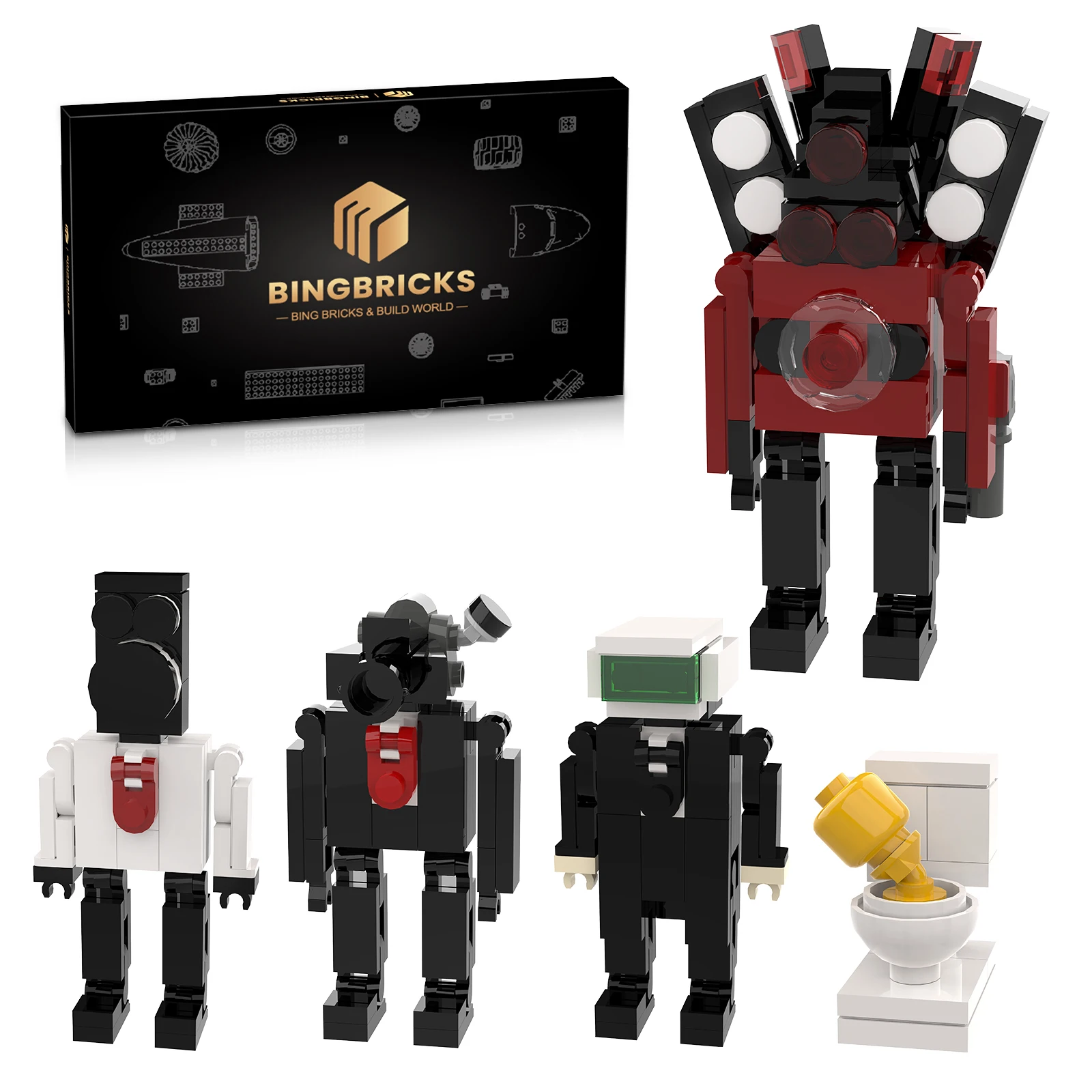 240PCS 5-in-1 Skibidi Toilet Figure Building Toilet Man,Camera Man,Speaker Titan,TV Man,Speaker Man Building Toys For Kids Gift
240PCS 5-in-1 Skibidi Toilet Figure Building Toilet Man,Camera Man,Speaker Titan,TV Man,Speaker Man Building Toys For Kids Gift