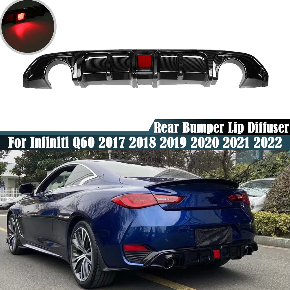Carbon Fiber Look / Black Car Rear Bumper Diffuser with LED Light Rear Side Splitters Spoiler Lip For Infiniti Q60 2017-2022
Carbon Fiber Look / Black Car Rear Bumper Diffuser with LED Light Rear Side Splitters Spoiler Lip For Infiniti Q60 2017-2022